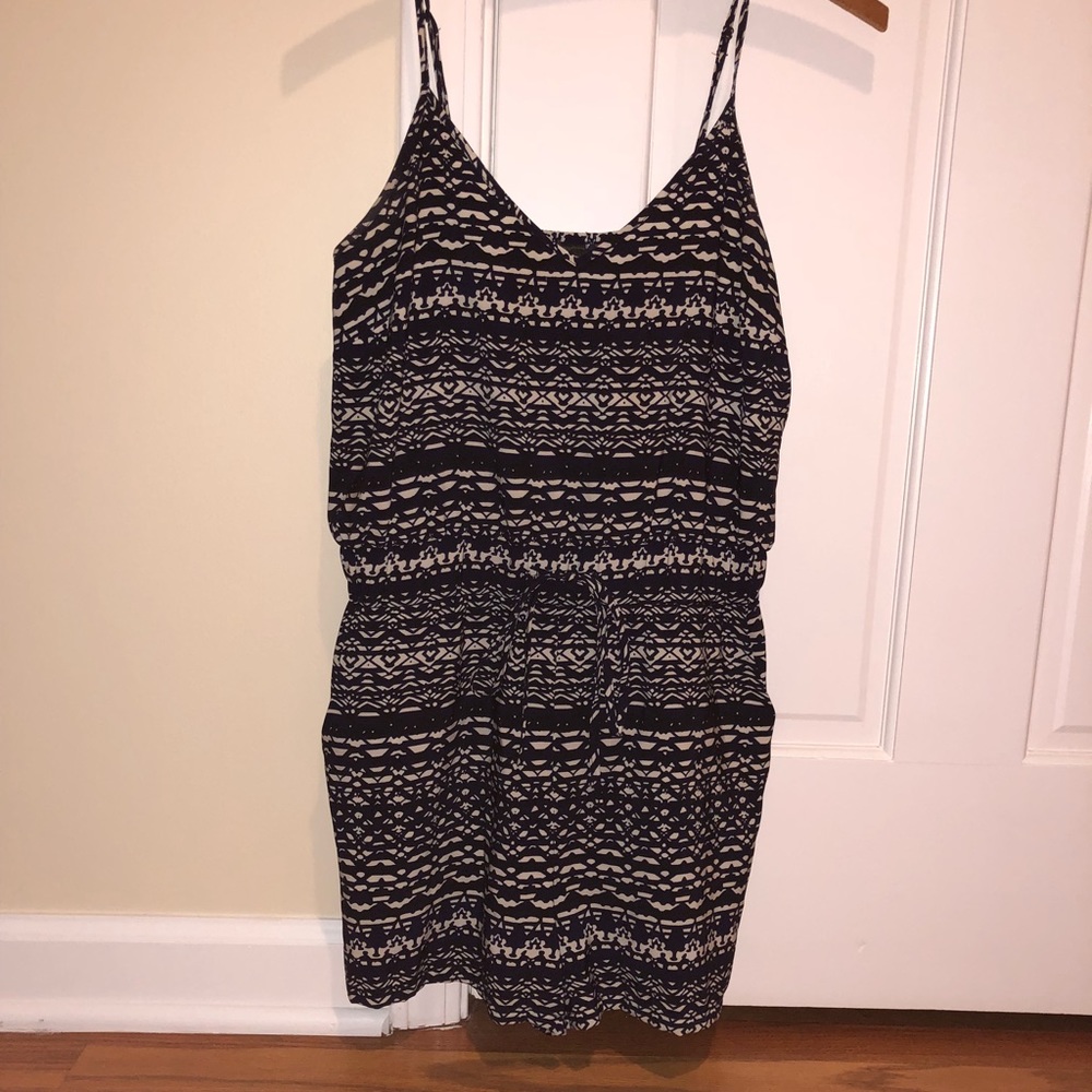 Navy blue patterned romper